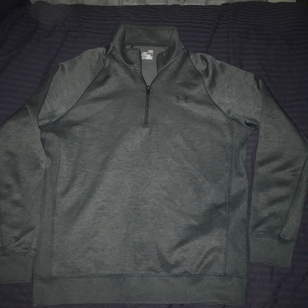 Men’s large gray 1/4 zip under armor sweater